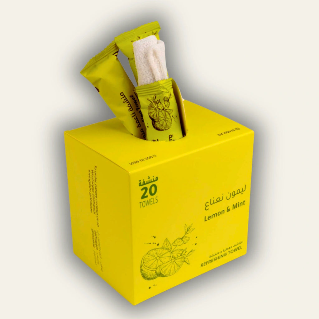 مناشف ليمون نعناع(صغيرة) – قطن مبلل فاخر