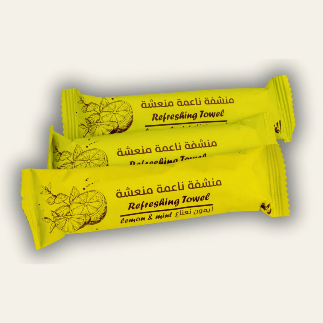 مناشف ليمون نعناع(صغيرة) – قطن مبلل فاخر